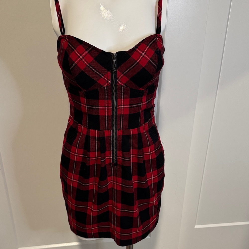 G by Guess Plaid Mini Dress with Zipper